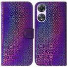 For OPPO A58 Colorful Magnetic Buckle Leather Phone Case(Purple) - 1