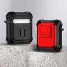 For AirPods 1 / 2 TPU + PC Shockproof Earphone Protective Case with Switch(Red) - 1