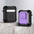 For AirPods 1 / 2 TPU + PC Shockproof Earphone Protective Case with Switch(Purple) - 1