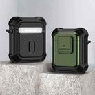 For AirPods 1 / 2 TPU + PC Shockproof Earphone Protective Case with Switch(Army Green) - 1