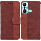 For Infinix Hot 20 Play Geometric Embossed Flip Leather Phone Case(Brown) - 1