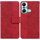 For Infinix Hot 20 Play Geometric Embossed Flip Leather Phone Case(Red) - 1