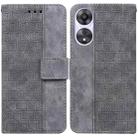 For OPPO A58 Geometric Embossed Flip Leather Phone Case(Grey) - 1