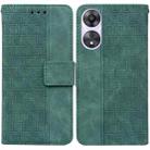 For OPPO A58 Geometric Embossed Flip Leather Phone Case(Green) - 1