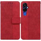 For Tecno Pova 4 Pro Geometric Embossed Flip Leather Phone Case(Red) - 1