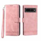 For Google Pixel 7 Pro Dierfeng Dream Line TPU + PU Leather Phone Case(Pink) - 1