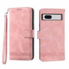 For Google Pixel 7a Dierfeng Dream Line TPU + PU Leather Phone Case(Pink) - 1