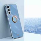 For Samsung Galaxy S22+ 5G XINLI Straight Edge 6D Electroplate TPU Phone Case with Ring Holder(Celestial Blue) - 1