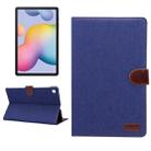 For Galaxy Tab S6 Lite P610 / P615 Horizontal Flip Denim Leather Case, with Holder & Card Slots & Wallet & Sleep / Wake-up Function(Dark Blue) - 1