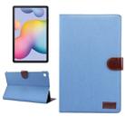 For Galaxy Tab S6 Lite P610 / P615 Horizontal Flip Denim Leather Case, with Holder & Card Slots & Wallet & Sleep / Wake-up Function(Light Blue) - 1