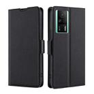 For Xiaomi Redmi K60E Ultra-thin Voltage Side Buckle Horizontal Flip Leather Phone Case(Black) - 1