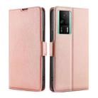 For Xiaomi Redmi K60E Ultra-thin Voltage Side Buckle Horizontal Flip Leather Phone Case(Rose Gold) - 1