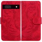 For Google Pixel 7a Tiger Embossing Pattern Flip Leather Phone Case(Red) - 1