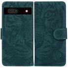 For Google Pixel 7a Tiger Embossing Pattern Flip Leather Phone Case(Green) - 1