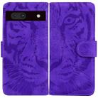 For Google Pixel 7a Tiger Embossing Pattern Flip Leather Phone Case(Purple) - 1