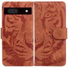 For Google Pixel 7a Tiger Embossing Pattern Flip Leather Phone Case(Brown) - 1