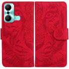 For Infinix Hot 20 Play Tiger Embossing Pattern Flip Leather Phone Case(Red) - 1