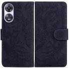 For OPPO A58 Tiger Embossing Pattern Flip Leather Phone Case(Black) - 1