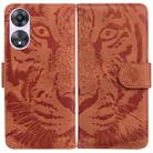 For OPPO A58 Tiger Embossing Pattern Flip Leather Phone Case(Brown) - 1