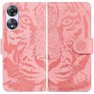 For OPPO A58 Tiger Embossing Pattern Flip Leather Phone Case(Pink) - 1