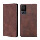 For TCL 40 SE Skin Feel Magnetic Horizontal Flip Leather Phone Case(Dark Brown) - 1