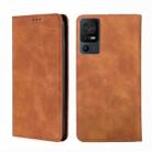 For TCL 40 SE Skin Feel Magnetic Horizontal Flip Leather Phone Case(Light Brown) - 1