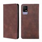 For TCL 405 / 406 / 408 Skin Feel Magnetic Horizontal Flip Leather Phone Case(Dark Brown) - 1