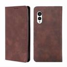 For Fujitsu Arrows N F-51C Skin Feel Magnetic Horizontal Flip Leather Phone Case(Dark Brown) - 1