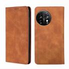 For OnePlus 11 Skin Feel Magnetic Horizontal Flip Leather Phone Case(Light Brown) - 1