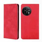 For OnePlus 11 Skin Feel Magnetic Horizontal Flip Leather Phone Case(Red) - 1