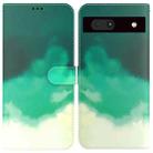 For Google Pixel 7a Watercolor Pattern Flip Leather Phone Case(Cyan Green) - 1