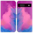 For Google Pixel 7a Watercolor Pattern Flip Leather Phone Case(Purple Red) - 1