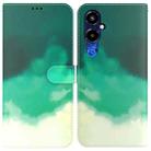 For Tecno Pova 4 Pro Watercolor Pattern Flip Leather Phone Case(Cyan Green) - 1