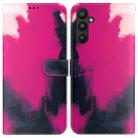 For Samsung Galaxy A34 5G Watercolor Pattern Flip Leather Phone Case(Berry Color) - 1