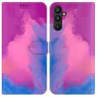 For Samsung Galaxy A54 5G Watercolor Pattern Flip Leather Phone Case(Purple Red) - 1