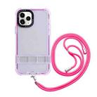 For iPhone 14 2 in 1 360 Invisible Holder Cross-body Rope Phone Case(Rose Red) - 1