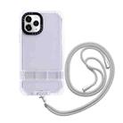 For iPhone 14 Pro 2 in 1 360 Invisible Holder Cross-body Rope Phone Case(White) - 1