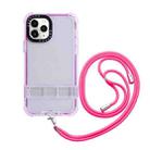 For iPhone 12 Pro Max 2 in 1 360 Invisible Holder Cross-body Rope Phone Case(Rose Red) - 1