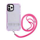 For iPhone 15 Pro Max 2 in 1 360 Invisible Holder Cross-body Rope Phone Case(Rose Red) - 1