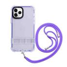 For iPhone 15 Pro 2 in 1 360 Invisible Holder Cross-body Rope Phone Case(Purple) - 1