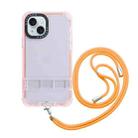 For iPhone 15 Plus 2 in 1 360 Invisible Holder Cross-body Rope Phone Case(Orange) - 1