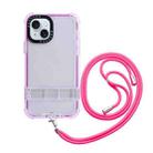 For iPhone 15 Plus 2 in 1 360 Invisible Holder Cross-body Rope Phone Case(Rose Red) - 1