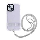 For iPhone 15 Plus 2 in 1 360 Invisible Holder Cross-body Rope Phone Case(White) - 1