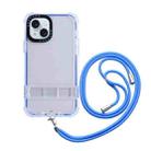 For iPhone 15 2 in 1 360 Invisible Holder Cross-body Rope Phone Case(Dark Blue) - 1