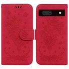 For Google Pixel 7a Butterfly Rose Embossed Leather Phone Case(Red) - 1