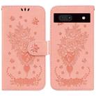 For Google Pixel 7a Butterfly Rose Embossed Leather Phone Case(Pink) - 1