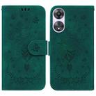 For OPPO A58 Butterfly Rose Embossed Leather Phone Case(Green) - 1