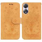 For OPPO A58 Butterfly Rose Embossed Leather Phone Case(Yellow) - 1