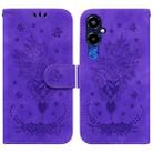 For Tecno Pova 4 Pro Butterfly Rose Embossed Leather Phone Case(Purple) - 1