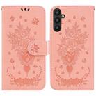 For Samsung Galaxy A34 5G Butterfly Rose Embossed Leather Phone Case(Pink) - 1